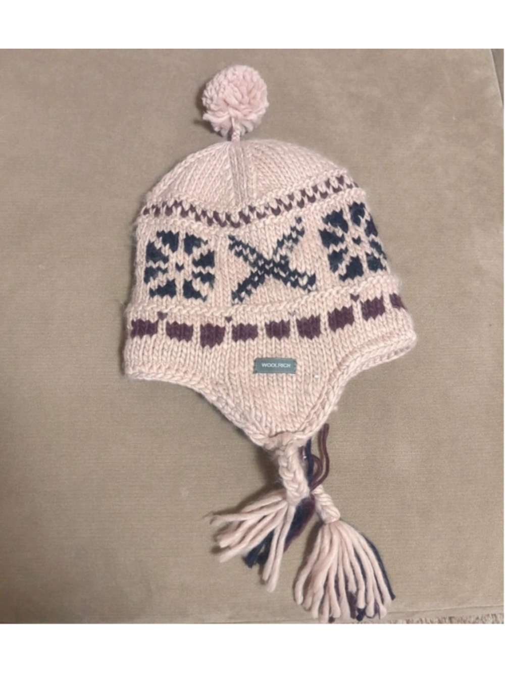 Woolrich Stocking Cap With Ear Flaps Beanie Hat Sherpa 025